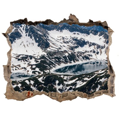 Dziura 3d w ścianie naklejka Górskie Jezioro w Alpach