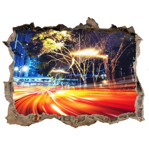 Trampantojo de pared rota efecto profundidad Una ciudad en movimiento por la noche
