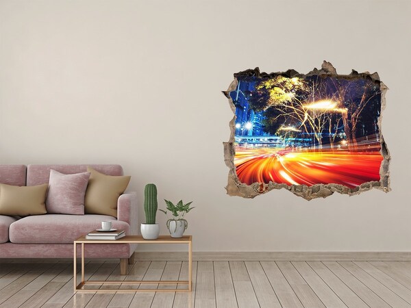 Trampantojo de pared rota efecto profundidad Una ciudad en movimiento por la noche