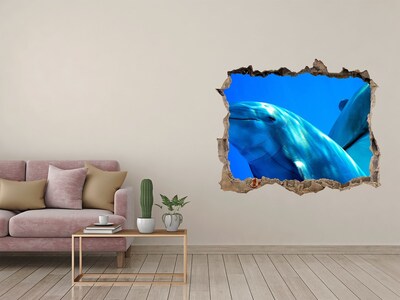 Dziura 3d fototapeta ścienna Delfiny w oceanie