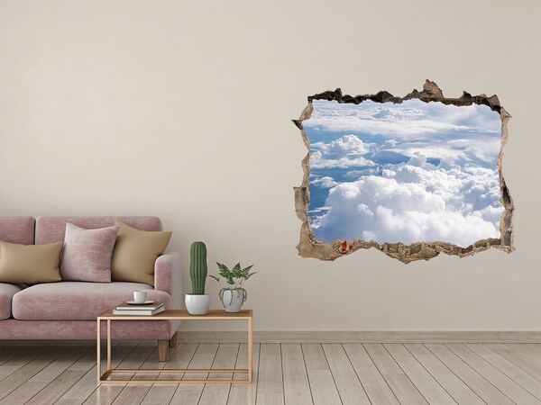 Vinilo pared rota 3d efecto realista Nubes en el cielo