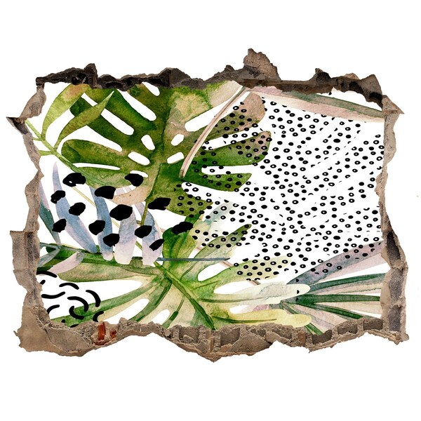 Trampantojo de pared rota efecto profundidad Jardín tropical en un agujero en la pared