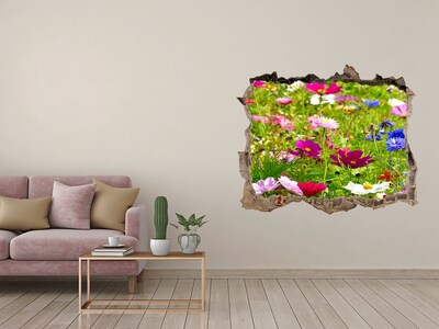 Pegatina de vinilo agujero 3d para pared Un paraíso de flores detrás del muro