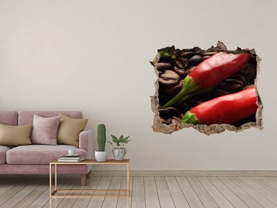 Pegatina de vinilo agujero 3d para pared El sabor picante del café y el chile