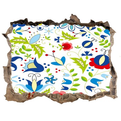 Pegatina agujero en la pared autoadhesiva Patrón floral sobre un fondo de hormigón