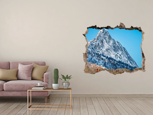 Pegatina de vinilo agujero 3d para pared Paisaje de montaña detrás del agujero en la pared