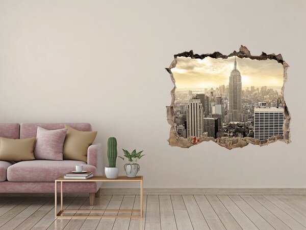 Vinilo pared rota 3d efecto realista Vista de Nueva York