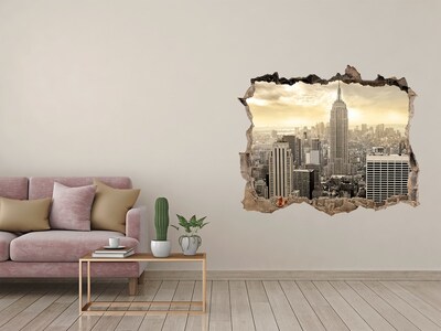Vinilo pared rota 3d efecto realista Vista de Nueva York