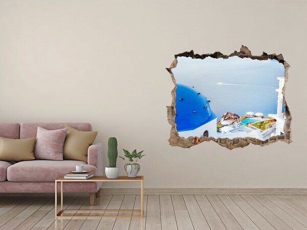 Pegatina de vinilo agujero 3d para pared Vista desde Santorini