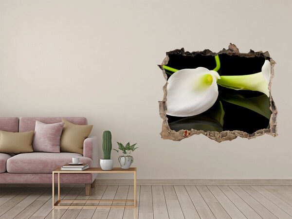 Vinilo pared rota 3d efecto realista Flor en hormigón