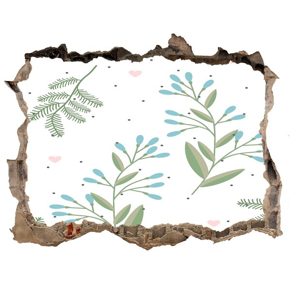 Pegatina de vinilo agujero 3d para pared Jardín verde en un agujero en la pared