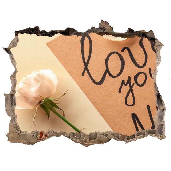 Vinilo pared rota 3d efecto realista Una flor en el corazón de la pared