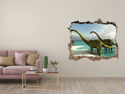 Trampantojo de pared rota efecto profundidad Dinosaurios junto al mar