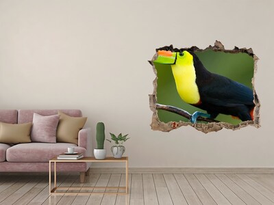 Pegatina de vinilo agujero 3d para pared Tucán en un bosque tropical