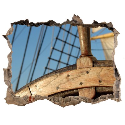 Vinilo pared rota 3d efecto realista Un barco en el mar