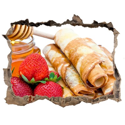 Pegatina agujero en la pared autoadhesiva Deliciosos panqueques con fresas