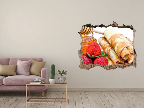 Pegatina agujero en la pared autoadhesiva Deliciosos panqueques con fresas