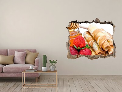 Pegatina agujero en la pared autoadhesiva Deliciosos panqueques con fresas