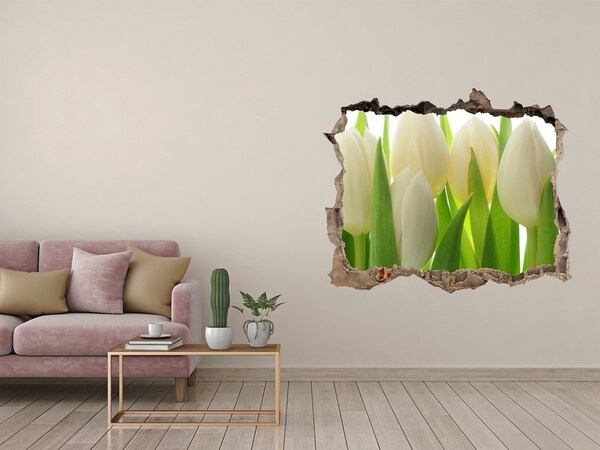 Vinilo pared rota 3d efecto realista Tulipanes a la luz del día