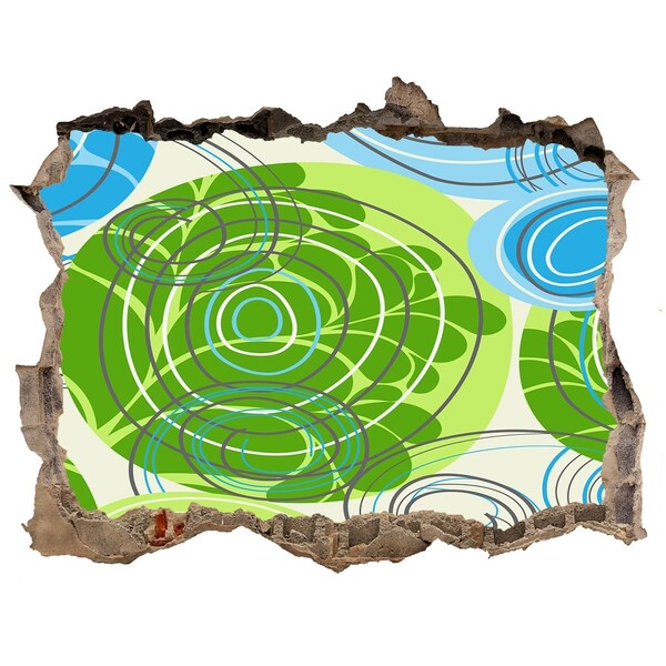 Pegatina de vinilo agujero 3d para pared Patrones en verde y azul