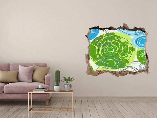 Pegatina de vinilo agujero 3d para pared Patrones en verde y azul