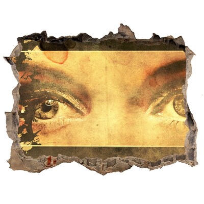 Vinilo pared rota 3d efecto realista Ojos desde detrás de la pared