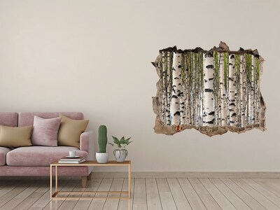 Trampantojo de pared rota efecto profundidad Bosque de abedules detrás del muro