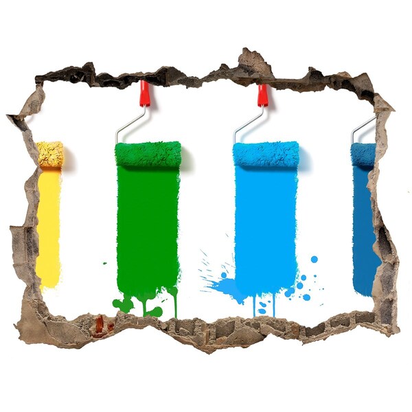 Vinilo pared rota 3d efecto realista Pintando en un nuevo estilo