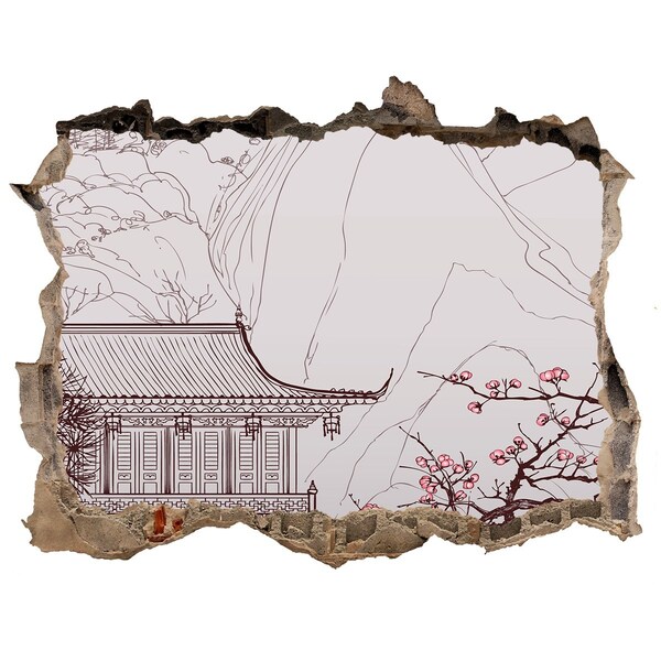 Pegatina agujero en la pared autoadhesiva Inmersión en la arquitectura asiática