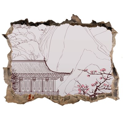 Pegatina agujero en la pared autoadhesiva Inmersión en la arquitectura asiática