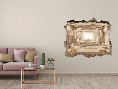Vinilo pared rota 3d efecto realista Laberinto de madera en la pared