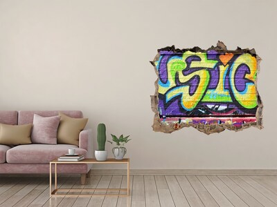 Pegatina agujero en la pared autoadhesiva Grafiti en una pared dañada