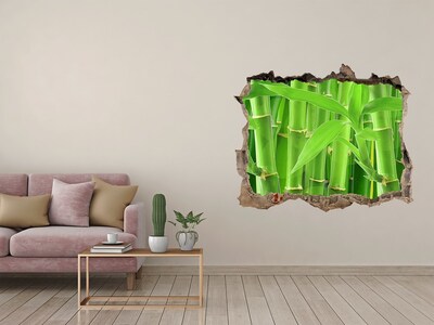Vinilo pared rota 3d efecto realista Bosque de bambú verde
