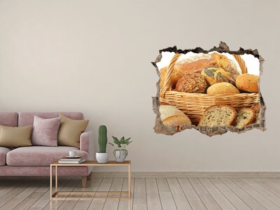 Vinilo pared rota 3d efecto realista Una cesta de pan fresco
