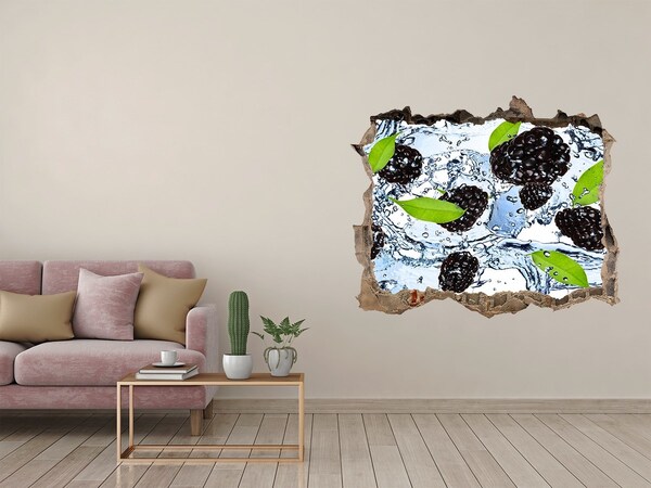 Pegatina de vinilo agujero 3d para pared Cascada de moras afrutadas