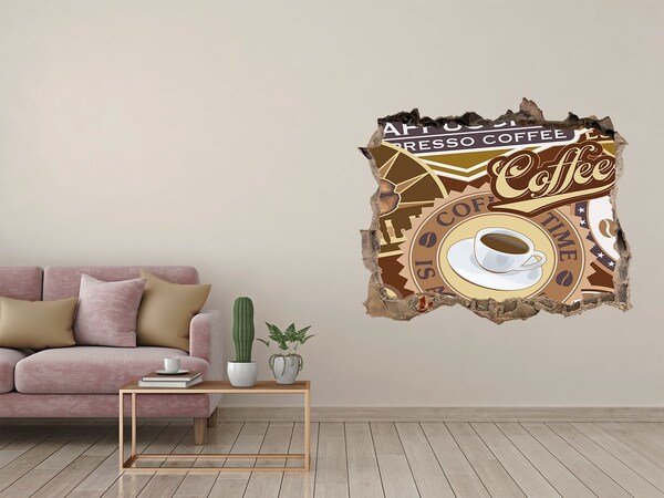 Pegatina de vinilo agujero 3d para pared El placer del café