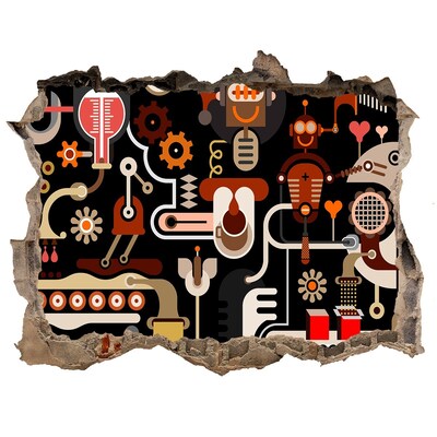 Trampantojo de pared rota efecto profundidad El mundo futurista de los robots