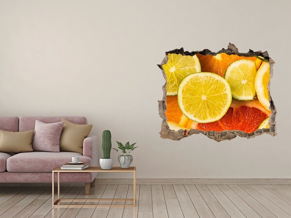 Pegatina de vinilo agujero 3d para pared Un paraíso frutal escondido en la pared