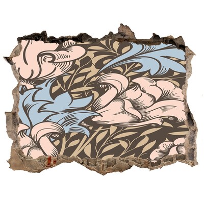 Trampantojo de pared rota efecto profundidad Patrón floral de agujero en la pared