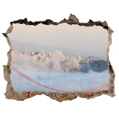 Fototapeta dziura na ścianę 3d Most Golden Gate wśród chmur