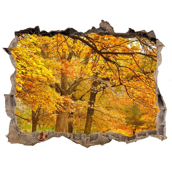 Pegatina de vinilo agujero 3d para pared Otoño dorado en el bosque