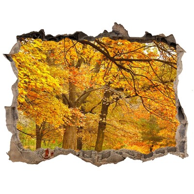 Pegatina de vinilo agujero 3d para pared Otoño dorado en el bosque