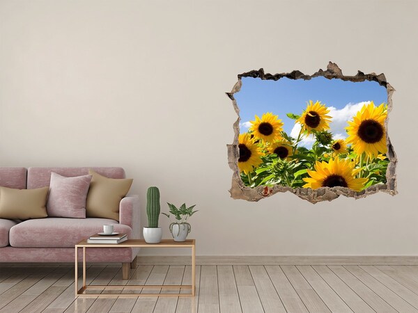 Trampantojo de pared rota efecto profundidad Girasoles a la luz del día