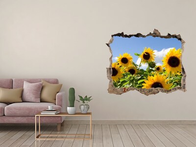 Trampantojo de pared rota efecto profundidad Girasoles a la luz del día