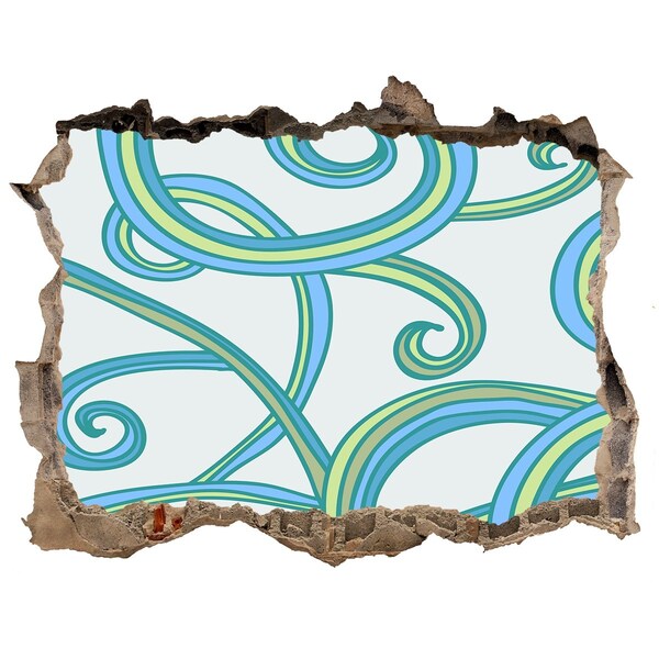 Pegatina de vinilo agujero 3d para pared Ondas de colores en el fondo de la pared