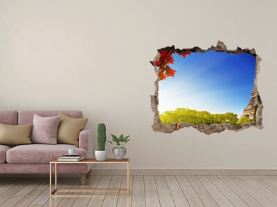 Vinilo pared rota 3d efecto realista La Torre Eiffel en París