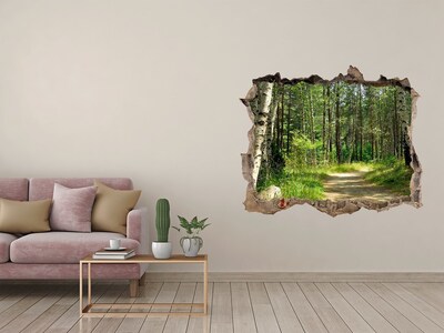 Vinilo pared rota 3d efecto realista Sendero forestal Agujero en la pared