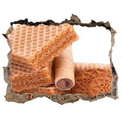 Naklejka 3D dziura na ścianę Słodkie Wafle w Dziurze