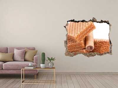 Pegatina de vinilo agujero 3d para pared Waffles dulces en un agujero
