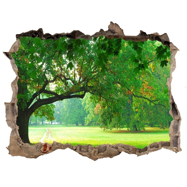 Pegatina de vinilo agujero 3d para pared Parque verde bajo el sol